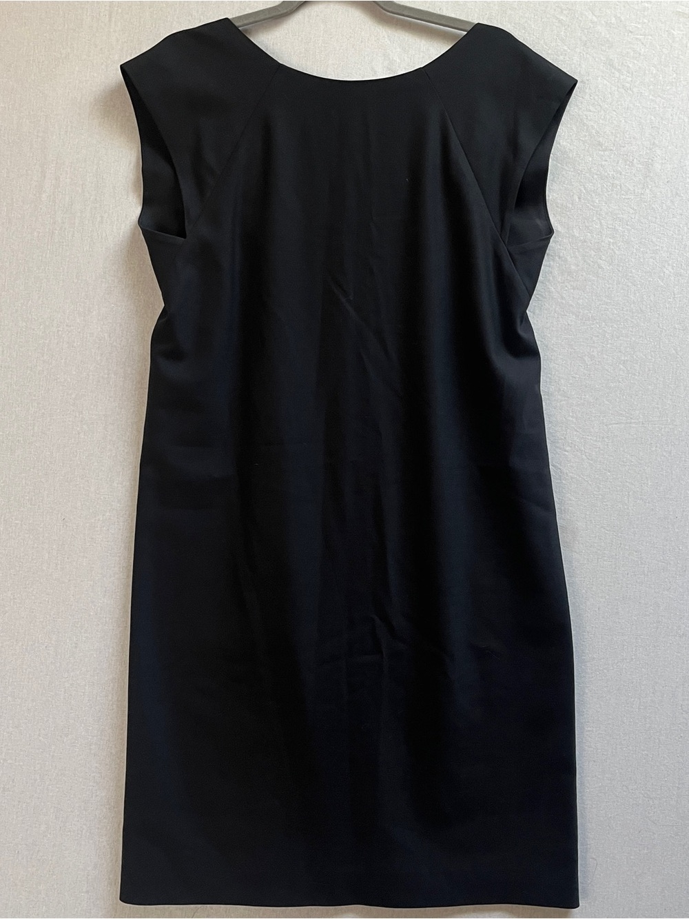 Helmut Lang Wool Blend Classic Black Cap Sleeve Sheath Shift Dress 8